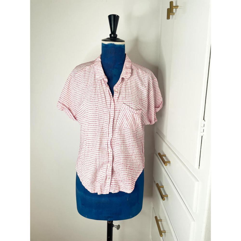 McGuired Pink and White Short Sleeve Button-Up Shirt